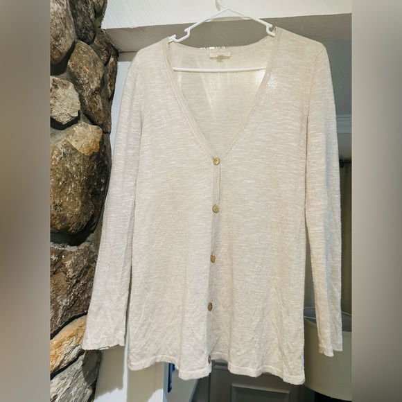 Eileen Fisher Linen & Silk Cardigan Button Down Oatmeal. Size S. - Picture 1 of 9